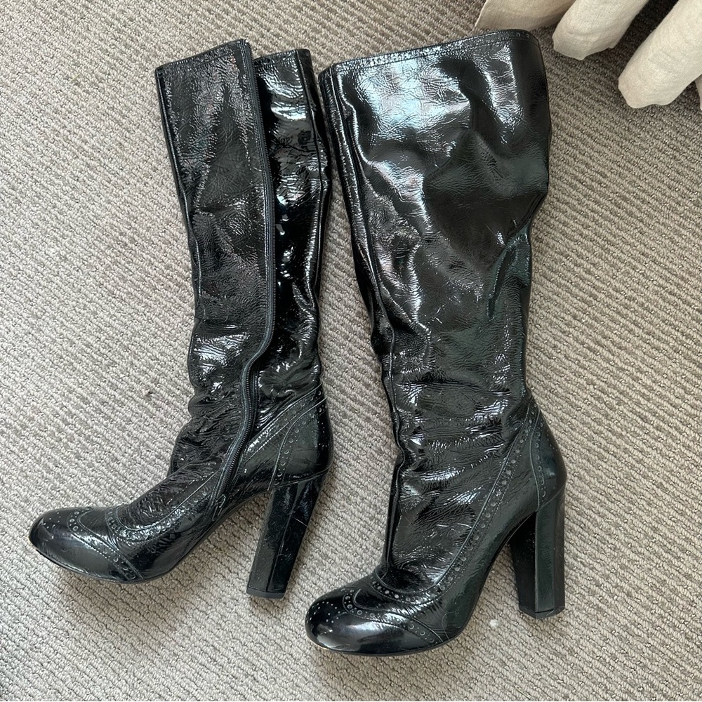 SOLD Miu Miu Shiny Black Heeled Boots